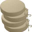idee-home Outdoor Bistro Chair Cushions, 15”x15”x 3” Thick Outdoor Round Seat Cushions Set of 4 with Ties, Waterproof Round Patio Furniture for Garden