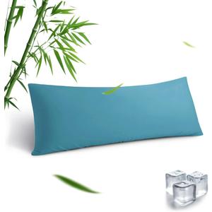 Body Pillowcase, Cooling Viscose from Bamboo Pillow Cover with Zipper Closure, Soft Moisture-Wicking for Hot Sleepers, Hair and Skin-Friendly, Blue, 1 Pack