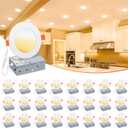 VOLISUN 24 Pack 4 inch Recessed Lighting, 5CCT Ultra-Thin LED Recessed Light with Junction Box, 2700K-5000K Selectable, 810Lumen Dimmable Canless Wafer Downlight, LED Ceiling Light ETL Certificated (White)