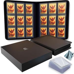 Toploader Binder for Trading Cards & Sports Cards | Top Loader Binder for Cards with Care Kit | 252 Pockets 25 Toploaders & Penny Sleeves | Trading Card Binder - Pokemon, Yugi-Oh & More