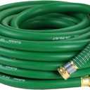 Guitrees 25FT 5/8 Heavy Duty Rubber Garden Hose - 300psi Working, 1000psi Burst - Hot/Cold Water - Five-Layered Braiding for Durability - Versatile for Gardening, Agriculture, Construction(Green)