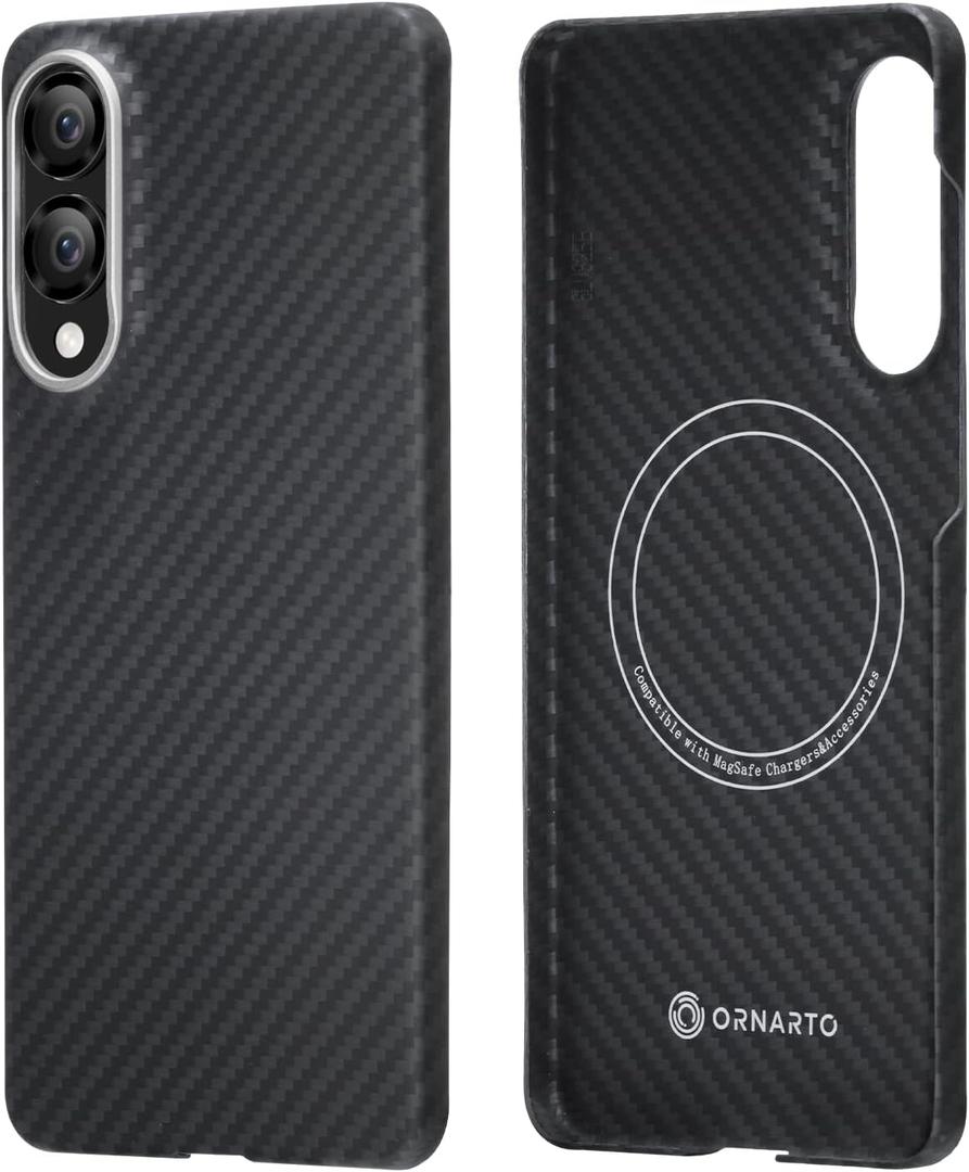 ORNARTO for Samsung Galaxy S25 Edge Case - Ultra Slim & Lightweight Matte Finish Hard Cover, 600D Aramid Fiber | Compatible with MagSafe | Protective Phone Cover for Galaxy S25 Edge, Black