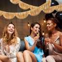 FYSUIMU 6.6 Ft Gold Scalloped Banner Hanging Layered Sparkly Fringe Garland for Bachelorette Birthday Party Backdrop Decor