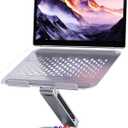 Laptop Stand for Desk, Aluminum Alloy Ergonomic Laptop Riser 360 Rotation Base, Portable Adjustable Laptop Stand for Office Home Fits MacBook Air Pro, Dell, HP (10"-17.3'') - Silver