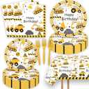 51 Pcs Construction Birthday Party Supplies Dump Truck Tablecloth Paper Plates Napkins Forks Dinnerware for Construction Baby Shower 1st 2nd 3rd 4th Birthday Party Supplies Decorations