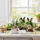 Yousoontic 3 Pcs Easter Table Decorations Farmhouse Bunny Decor for Home Wooden Tiered Tray Decor Table Centerpiece Rustic Spring Easter Bunny Decors Sign with Flower for Tabletop Mantel(Front)