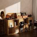 Wood Vinyl Record Storage, Retro & Durable Vinyl Crate and Record Holder, Album Storage Record Case Box for 60+ Records, Perfect Record Organizer for Home Decor and Collection Display(Brown)