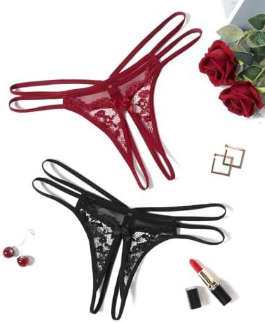 Avidlove Women Lace Panties Floral Lace Briefs Mesh Hollow Out G-String Thongs T-back Underwear, 1-4, M