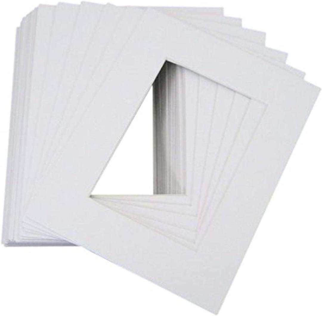 Pack of 25 8x10 WHITE Picture Mats Mattes with White Core Bevel Cut for 5x7 Photo + Backing + Bags