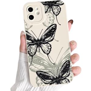 3 x NITITOP Compatible with iPhone 11 Case Cute Aesthetic Butterfly Pattern for Women Girls Soft TPU Shockproof Stylish Full Camera Protective Phone Cover - White