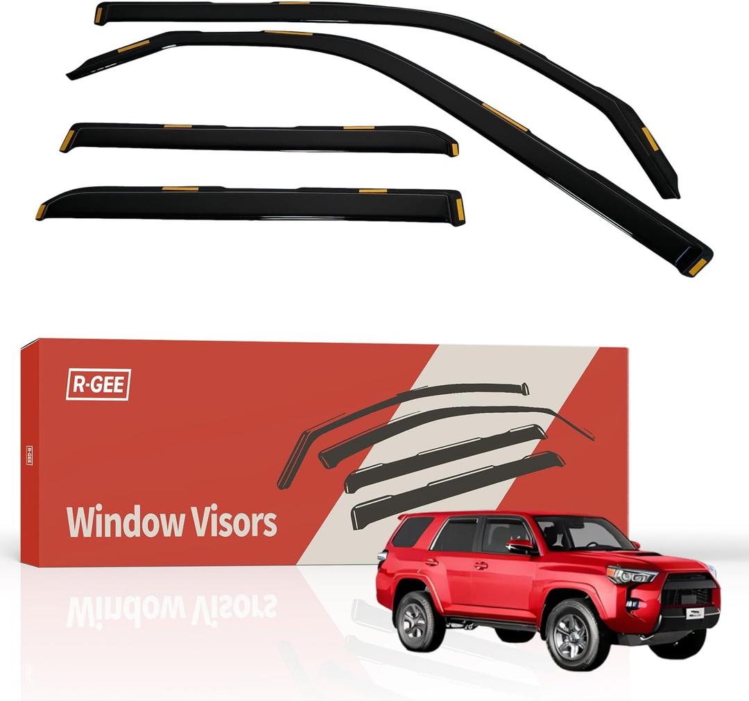 R-GEE in-Channel Window Rain Guards Fit for Toyota 4Runner 2010-2024, Extra Durable Window Deflectors, Vent Window Visors Exterior Car Accessories, 4 Pieces
