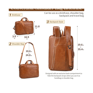 Faux Leather Messenger Bag for Men | 17-17.3 Inch Leather Mens Laptop Bag Leather Briefcasen Convertible Backpack 3 in 1 Computer Handbags Work Bag Shoulder Crossbody Bag Office | Vintage Brown