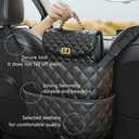 Car Purse Holder Between Seats - Large Capacity Leather Car Net Pocket Handbag Holder - Universal Car Storage Pocket for Phone,Key,Purse,Bottle,Umbrella purse holder for car