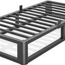 Metal Heavy Duty 12 inch Twin Bed Frame with Rounded Corner and Headboard Hole Mattress Retainers 3500 LBS No Box Spring Needed Platform Noise Free Easy Assembly