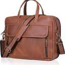 Full Grain italian Leather Briefcase for Men Top Choice Gifts Handcrafted Laptop Bag with Multiple Compartments (18 inch, Tan)