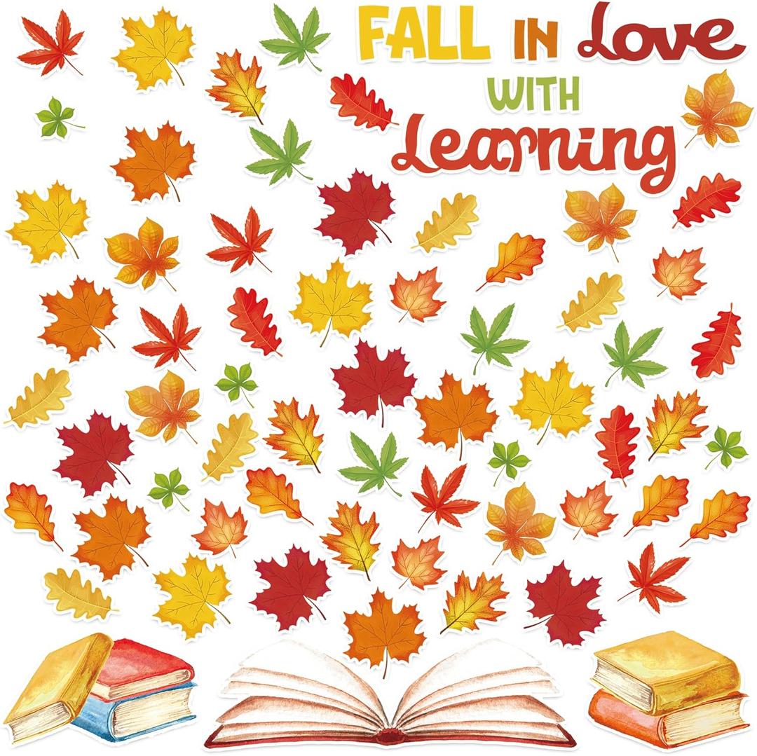 Fall Classroom Bulletin Decorations Maple Leaves Bulletin Board Cutouts Fall in Love with Learning Decors Autumn Themed Supplies with Glue Points for Wall School Blackboard Chalkboard Fall Classroom Bulletin Decorations Maple Leaves Bulletin Board Cutouts Fall in Love with Learning Decors Autumn Themed Supplies with Glue Points for Wall School Blackboard Chalkboard