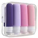 Mrsdry Travel Bottles - 4 Pack, 3oz BPA Free Leak Proof Silicone Containers, TSA Approved, Purple
