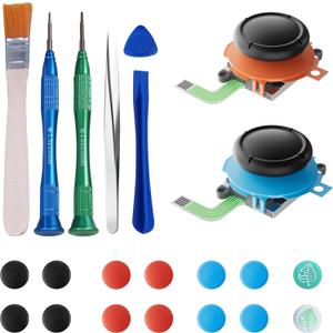 Joystick Replacement Kit for Nintend0 Switch2 Joycon(22 in one), Repair Kit for Switch2, Include 2 Thumbsticks, Drift Fix Tools Y / +Screwdriver, Tweezers, Pry Tools, 14 Thumbstick Grips