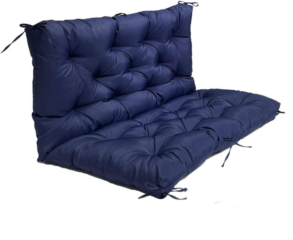 SEAHOME Waterproof Bench Cushion with Backrest, 2 or 3 Seat Swing Replacement Cushions Overstuffed for Garden Patio Furniture Loveseat Swing Outdoor Bench Cushions (39.4 * 39.4 * 3.94inch, Navy Blue)