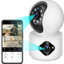 STONVUE Dual Lens Wireless Security Camera Indoor, 2MP+2MP 2.4GHz WiFi PTZ Security Camera with Color Night Vision, Motion Detection, 2-Way Audio, Siren, 24/7 Recording for Home Pet Dog Cat Baby