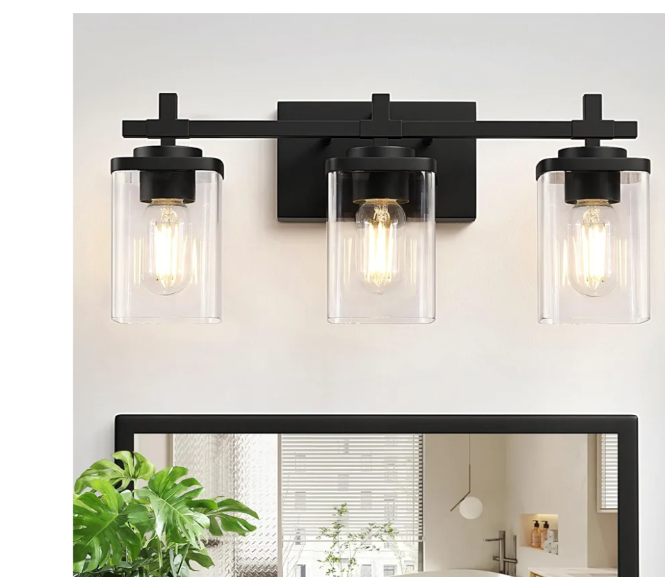 3-Lights Bathroom Vanity Light Fixtures, Modern Black Vanity Lights Over Mirror with Clear Glass Shade for Bathroom, Wall Mounted Lamp for Bedroom Hallway Living Room
Amazon's Choice