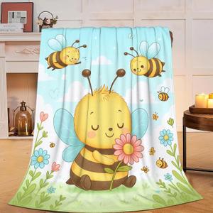 Bee Blanket Bee Gifts for Women Girls Bees Throw Blanket Soft Flannel Cozy Fleece Fuzzy Plush Warm Bedding Stuff for Kids Adults 40 x 50 Inch