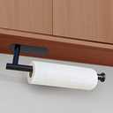 Paper Towel Holder Under Cabinet Wall Mount for Kitchen Towel, Self-Adhesive Bar, Rack, SUS304 Stainless Steel 13 inch (BlackA, 1)