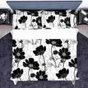 Black and White Floral Sheets Queen Flower Aesthetic Bed Sheets Full Soft Deep Pocket Queen Sheet Set - 1pc Flat Sheet, 1pc Fitted Sheet, 2pc Pillowcases Flowers Ultra Soft