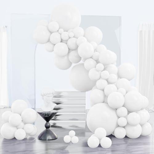 PartyWoo White Balloons 85 pcs Different Sizes Pack of 18 12 10 5 Inch Matte White Latex Balloon Arch Kit Garland for Wedding Bridal Graduation Baby Shower Birthday Party Decorations White-Y13