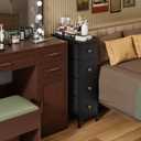 Fixwal Narrow Storage Cabinet, Small Dresser with 4 Drawers, Slim Fabric Dresser Storage for Small Spaces, Black Nightstand Side Table for Bedroom, Bathroom, Laundry, Closet, Dorm