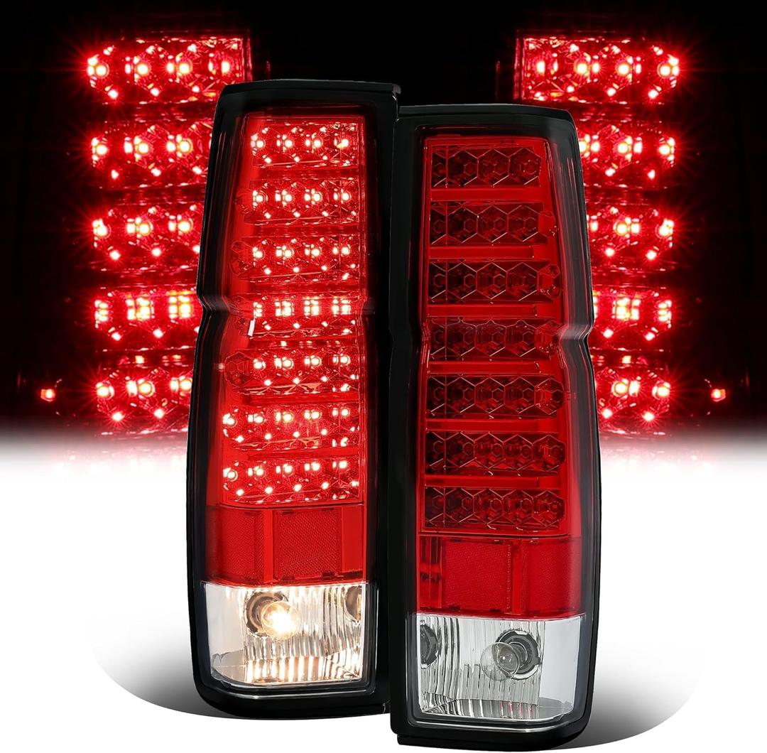 HECASA LED Pair Tail Lights Compatible with 1986-1997 Nissan Hardbody Rear Brake Tail Lamps Assembly Taillights Driver & Passenger Side (Red Lens+Clear Lens)
