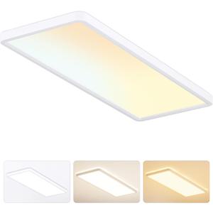 MOONSEA 23 Inch LED Flat Panel Ceiling Light Fixture 32W, 3200LM, 3000K/4000K/6500K 3CCT Selectable Toggle Switch, Rectangle Surface Mount Ceiling Lamp for Bathroom, Kitchen, Laundry, Garage, White