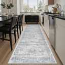 Soalmost Washable Runner Rug, 2'6" x 8' Non-Slip Kitchen Vintage Foldable Hallway Runners for Entryway, Laundry, Bedroom, Grey