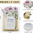 2 x Floral Desk Calendar with Stand Flower Themed Table Calendar for Home Office 12 Months Standing Flip Calendar for Daily 8x4 Inch