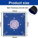 GreenD Mahjong Mat for Table 31.5"x31.5" Rubber American Mahjong Mat with Rules, Non Slip Noise Reduction Game Table Cover with Dice for Mahjong, Poker, Board, Card, Tile Games (Blue)
