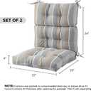 FUNHOME Outdoor High Back Chair Cushions Set of 2,Reversible Lawn Chair Cushion 44 x22 inch,Water Resistant Tufted Adirondack Chair Cushion,for Garden Rocking Chair,Patio Furniture(Gray Stripe), Seat:22"x20"x4",Back:22"x24"x4"