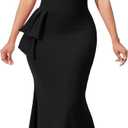 Formal Dresses for Women Cocktail Sexy Off Shoulder Floor Length Long Evening Party Dress with Zipper (Large, Black)