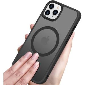 Gyizho Magnetic Case for iPhone 11 Pro Case [10FT-Grade Drop Tested & Compatible with MagSafe] Translucent Matte Back, Anti-Fingerprint Anti-Scratch 5.8 Inch, Black