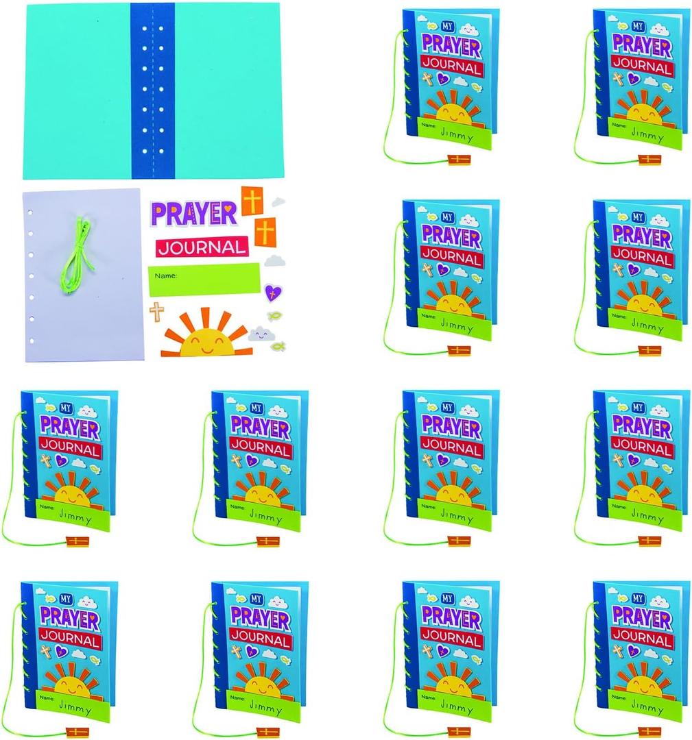 Fun Express Prayer Journal Craft Kit for Kids - DIY Journaling Supplies & Arts and Crafts for Kids Ages 8-12 | Sunday School Crafts & Bible Crafts | Makes 12 Journals | Perfect Gifts for Girls 8-12
