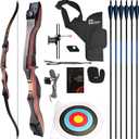 Sanlida Noble Standard Beginner & Intermediate Recurve Bow and Arrows Kit for Adult and Youth, Wooden Takedown Recurve Bow Package for Training, Practice & Competition RH Only (48", 10lbs)