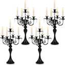 20''Tall Crystal Pendant Taper Candle Holders/Stylish Candle Stands/Candlesticks Holder/Candelabra for Home Decor, Weddings/Parties/Elegant Dining Table Centerpiece (4, Black, 5 Arm)