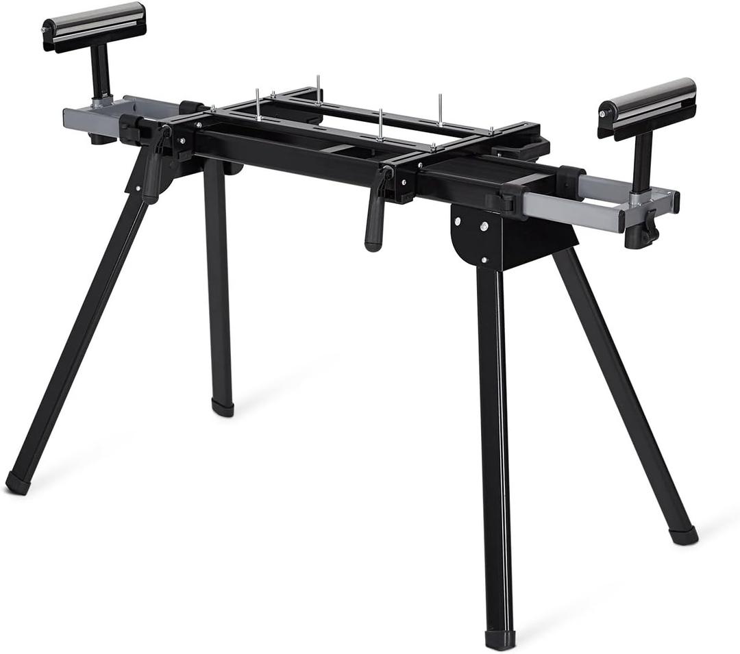 Garvee Miter Saw Stand, Universal Miter Saw Table 440 LBS Load Capacity, 76-4/5 in Adjustable Folding Saw Stands Fits Most Table Saws with Quick Release Mounting Brackets, End Stops for Repeat Cutting