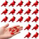 Cinnvoice 60 Pcs Christmas Mini Cardinal Figurine Ornament Christmas Red Bird Miniature Decoration Mini Resin Crafts Charms Figurines for Xmas DIY Craft Hairpin Home Kitchen Party Decor