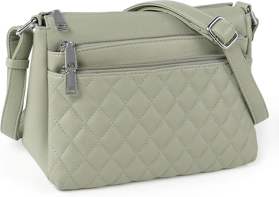 Purses for Women Crossbody Bags for Women Medium Crossbody Purses Shoulder Bags with Multi Zipper Pocket (Pale Green)