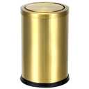 QWORK Antique Gold Trash Can, 2.4 Gallons Stainless Steel, Waterproof, Rustproof with Swing Lid