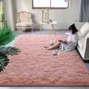 DweIke Super Soft Shaggy Rugs Fluffy Carpets, 3x5 Light Pink Area Rug for Living Room Bedroom Girls Kids Room Nursery Home Decor, Non-Slip Washable Plush Indoor Floor Bedside Carpet