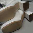 DREAM PAIRS Women's Gogo Boots Square Toe Chunky Wide Calf Knee High Boots For Women (7.5, White/Patent/Pu)