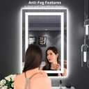LOAAO 24"X36" LED Bathroom Mirror with Lights, Anti-Fog, Dimmable, Backlit + Front Lit, Lighted Bathroom Vanity Mirror for Wall, Memory Function, Tempered Glass, Safe to Use, ETL Listed