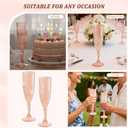 Plastic Champagne Flutes 7oz, Reusable Drinking Glasses Cups Goblets Shatterproof Unbreakable, for Wedding Party Mimosa Bar (24, Rose Gold)