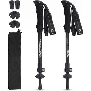 Folding Hiking Poles, Lightweight 7075 Aluminum Alloy Mountain Tech Trekking Poles for Men, Collapsible Walking Sticks for Travel, EVA Foam Grip, Set of 2 - Black